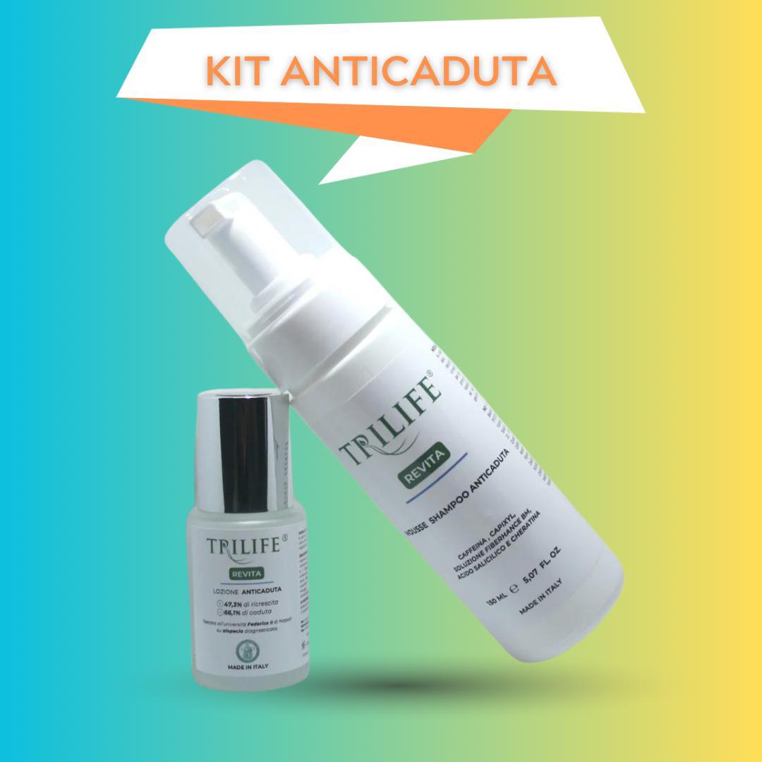 Kit anticaduta composto da lozione anti-DHT e shampoo mousse per il trattamento dell’alopecia. La lozione, testata dall’Università Federico II, promette risultati in 90 giorni con un aumento del 45,7% nella ricrescita dei capelli e una riduzione del 66,3% della caduta. Lo shampoo, arricchito con peptidi, caffeina e cheratina, è formulato per rispettare la fragilità dei capelli di chi soffre di alopecia, offrendo una detersione delicata che protegge il cuoio capelluto.