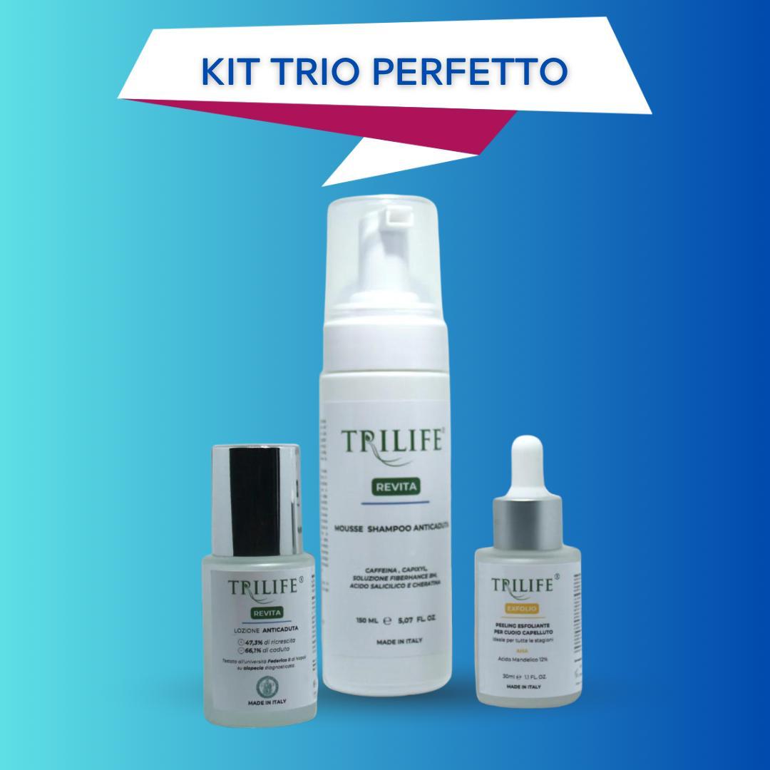 Questo kit è composto da peeling, shampoo e lozione per il trattamento dell’alopecia. L’esfoliante rimuove cellule morte e tappi sebacei, migliorando l’efficacia dei trattamenti successivi e mantenendo il cuoio capelluto sano. La lozione anti-DHT, testata dall’Università Federico II, garantisce in 90 giorni un aumento del 45,7% nella ricrescita dei capelli e una riduzione del 66,3% della caduta. Lo shampoo mousse, con peptidi, caffeina e cheratina, deterge delicatamente, rispettando la fragilità dei capelli